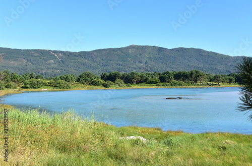 Famous Carnota Beach or Playa de Carnota, the largest galician beach at famous Rias Baixas region. Coruña Province, Galicia, Spain.