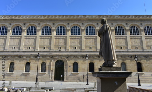 La Sorbonne or University of Paris Bibliotheque Sainte-Genevieve building. View with Pierre Corneille statue. Place du Pantheon, Latin Quarter, Paris, France.