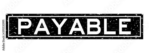 Grunge black payable word square rubber seal stamp on white background