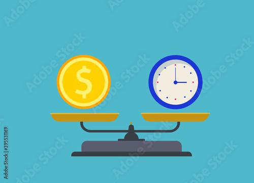 Business financial ideas concept with coin and clock isolate background. Time is money concept.