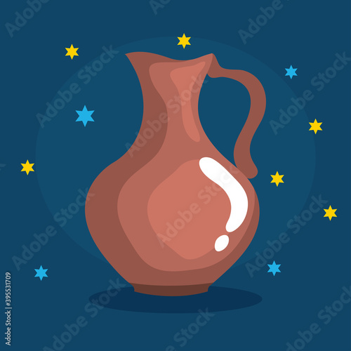 Happy hanukkah oil pitcher design, holiday celebration judaism religion festival traditional and culture theme Vector illustration