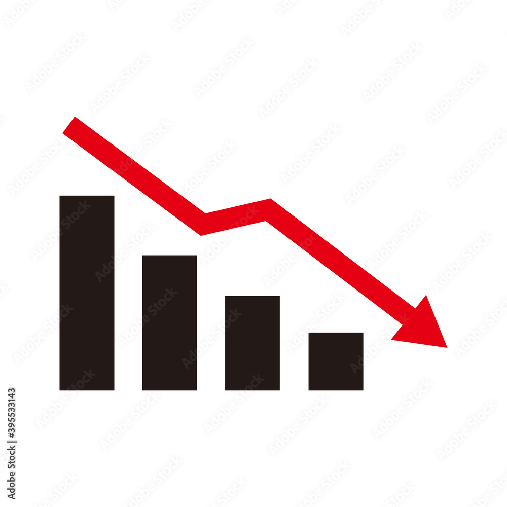 graph down red volume with column grapghs vector illustration graph down red volume with column grapghs vector illustration