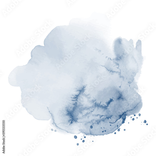 Stain blue of stain splash watercolor hand-painted on white background