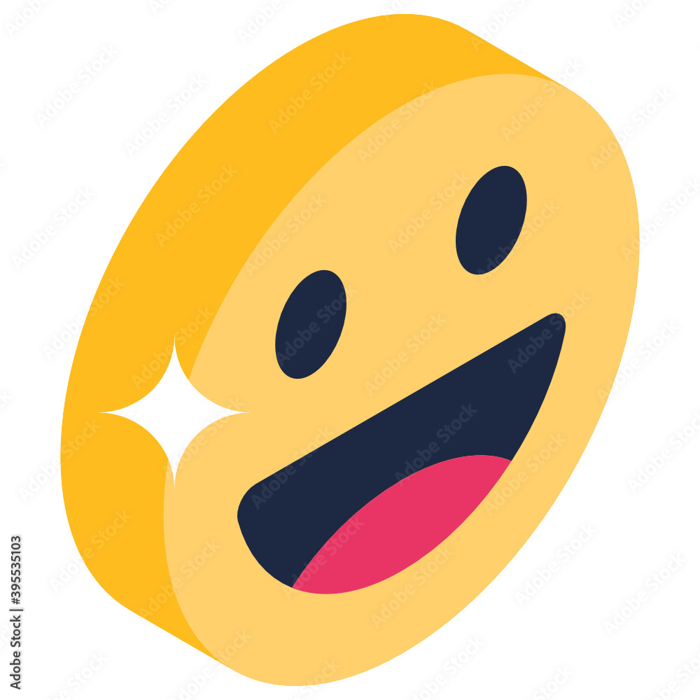 Fototapeta premium Happy emoticon icon, trendy isometric vector of facial expression 