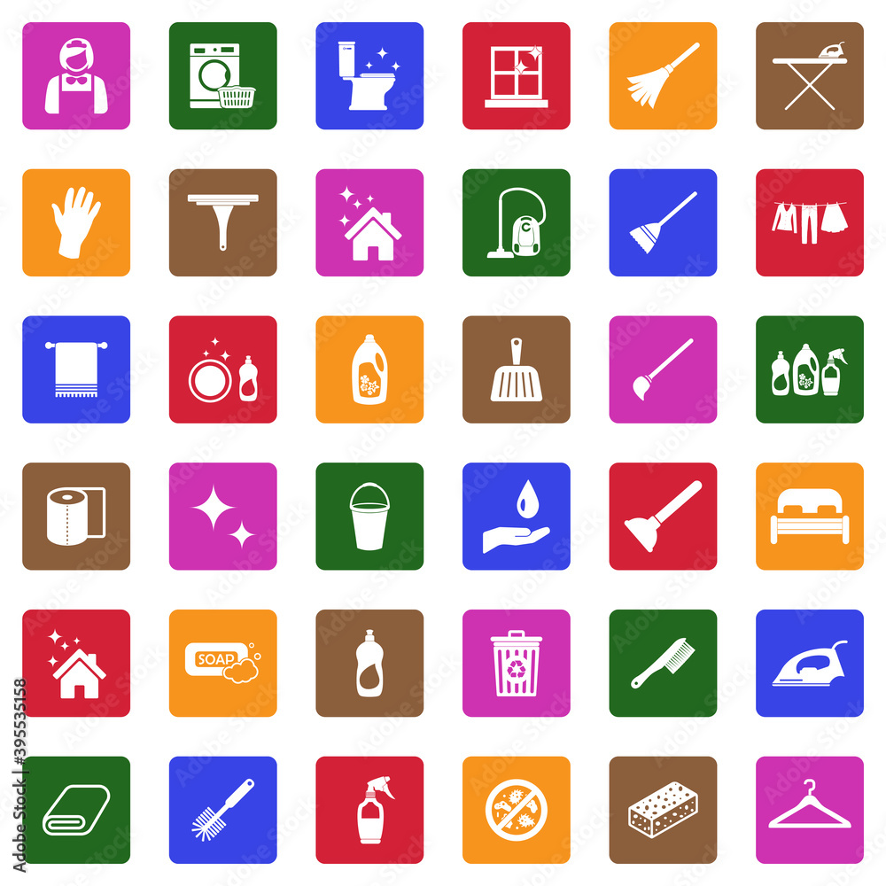 Maid Service Icons. White Flat Design In Square. Vector Illustration. Maid Service Icons. White Flat Design In Square. Vector Illustration.