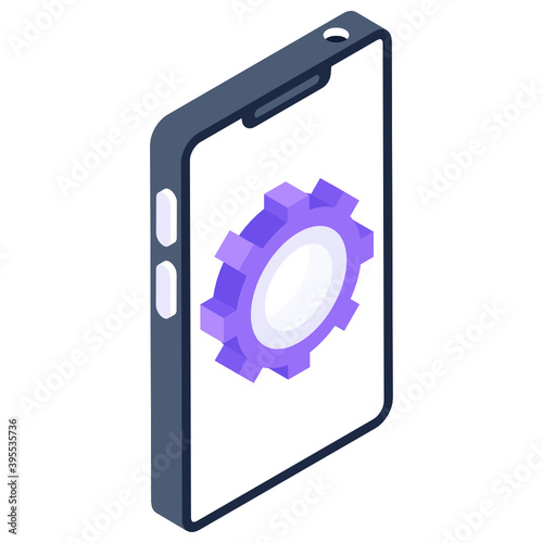 
Mobile video music with handsfree, isometric vector 
