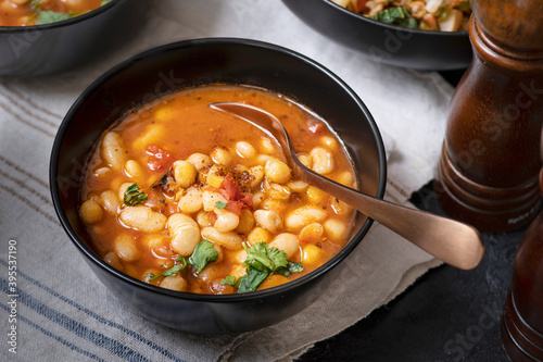 Vegan bean and garbanzo soup photo