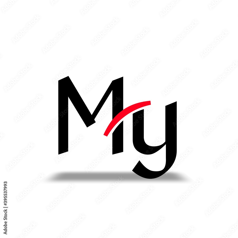 MY Letter Logo Design with Black and Red Color. MY Letter Logo Design with Black and Red Color.