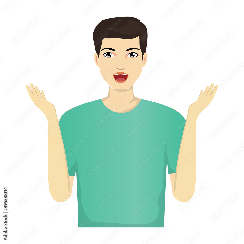 Handsome man expression character and emoticon face with gesture, avatar vector illustration Handsome man expression character and emoticon face with gesture, avatar vector illustration