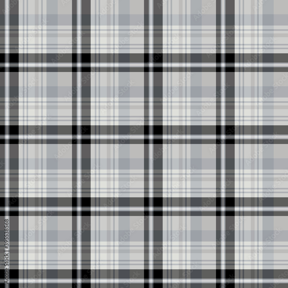 Seamless pattern in creative black and gray colors for plaid, fabric, textile, clothes, tablecloth and other things. Vector image.