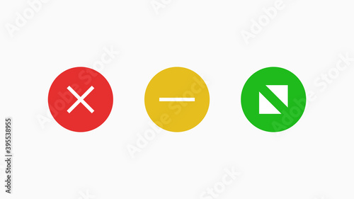 Navigate window mac icons. Red cross symbol of cancellation and web connection green with white arrows.
