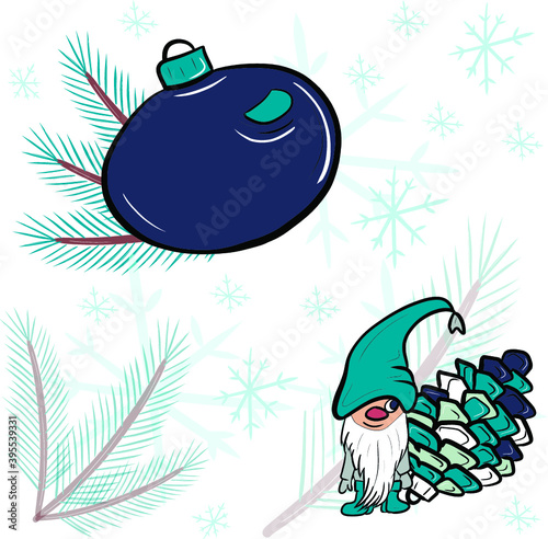 pattern snow gnome with christmas decorations