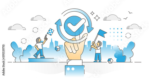 Fresh start as new beginning for project management monocolor outline concept