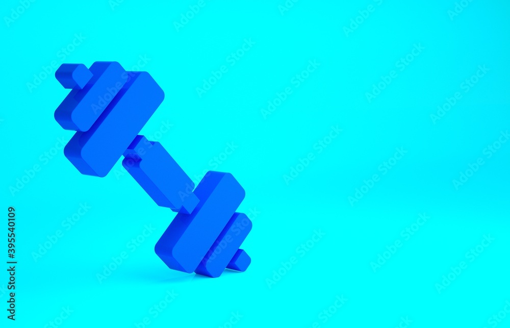 Blue Dumbbell icon isolated on blue background. Muscle lifting icon, fitness barbell, gym, sports equipment, exercise bumbbell. Minimalism concept. 3d illustration 3D render. Blue Dumbbell icon isolated on blue background. Muscle lifting icon, fitness barbell, gym, sports equipment, exercise bumbbell. Minimalism concept. 3d illustration 3D render.