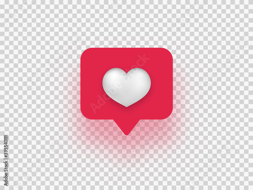 Like network isolated. White heart with red frame online communication in applications.