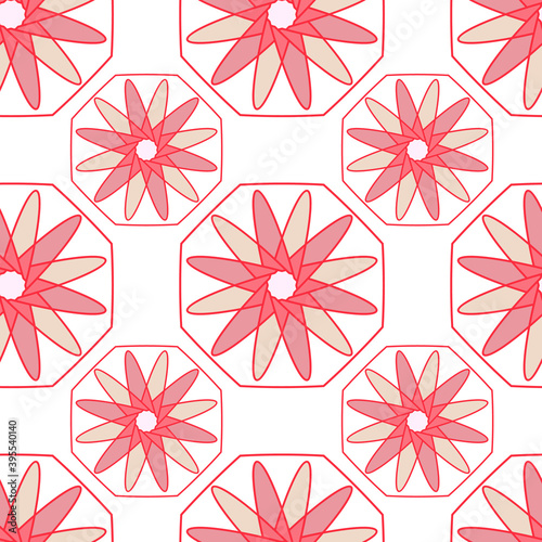 Seamless vector pattern of abstract ornamental flowers. Decorative hand drawn pattern