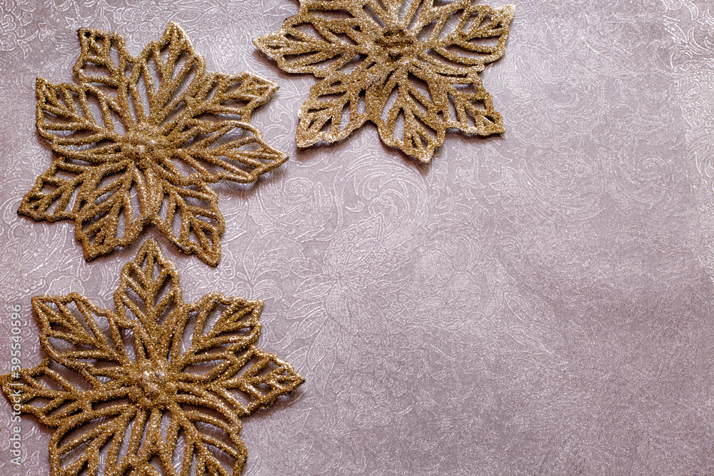 Christmas gold decoration elements in left angle Christmas gold decoration elements in left angle