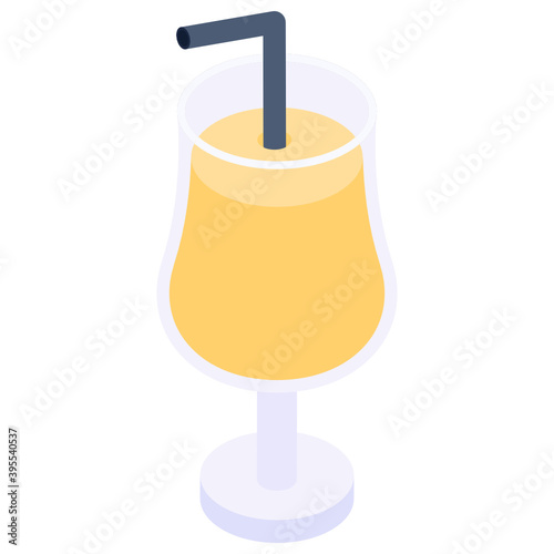 
Fresh juice in a glass, isometric vector 
