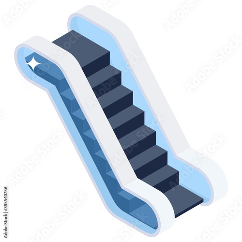 
A stairway arranged like an endless belt, escalator isometric icon 
