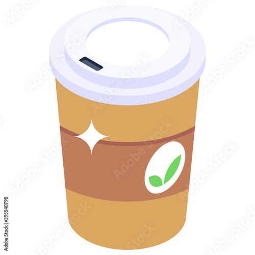
Unique icon of takeaway coffee, isometric icon 
