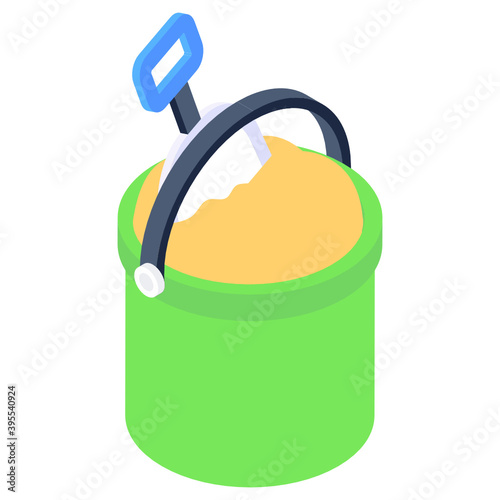 
Editable icon of sand pail, isometric vector 
