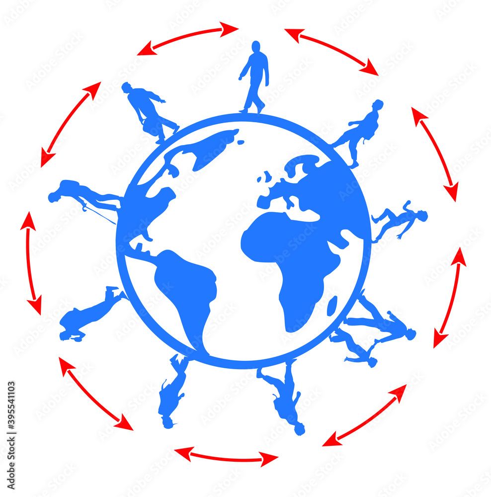 people around the world with social distancing.concept illustration people around the world with social distancing.concept illustration