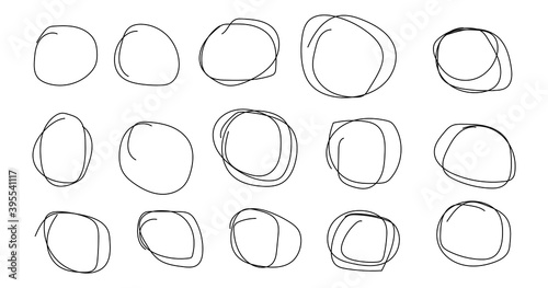 Hand drawn circles with strokes. Black scribbles with broken lines rough scratch art with creative.