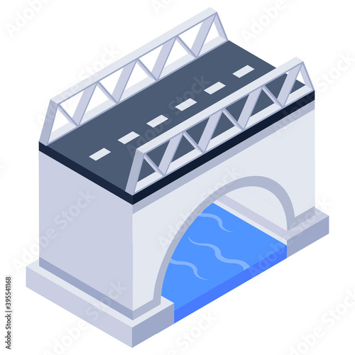 
Icon of bridge in isometric style, editable vector 
