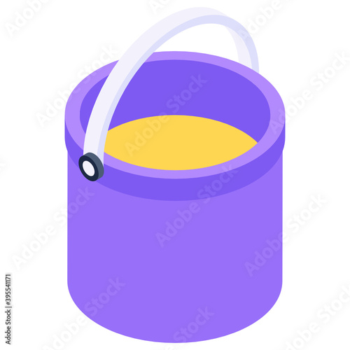 
Editable icon of mud pail, isometric vector 
