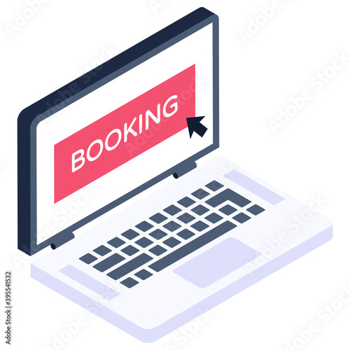 
Online booking vector, editable isometric icon 
