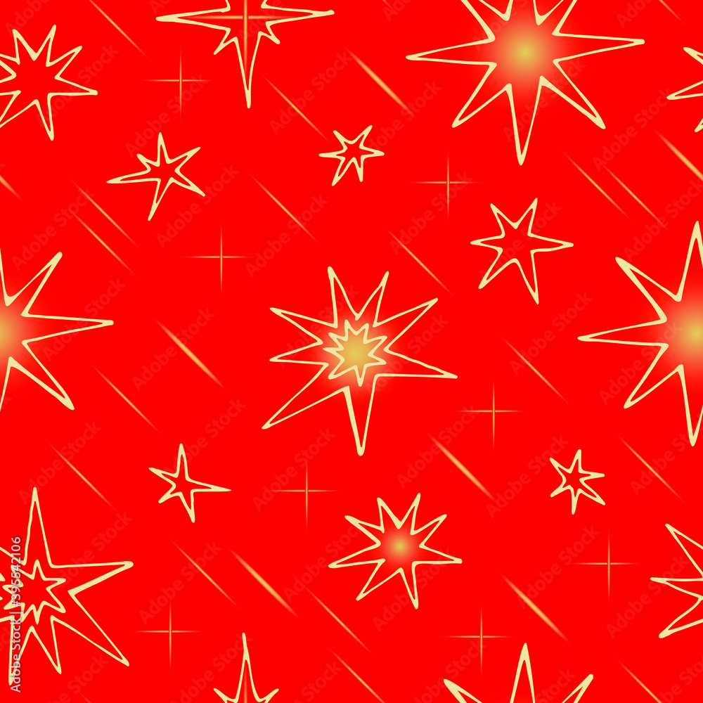 Red seamless pattern with beautiful gold stars. Wrapping paper. Red seamless pattern with beautiful gold stars. Wrapping paper.