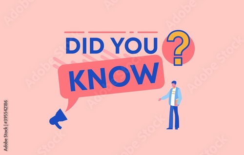 Did you know. Pink question with conversation and communication on solving issues necessary knowledge about interesting places and vector people creative marketing advice.