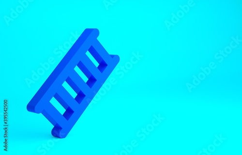 Blue Fire escape icon isolated on blue background. Pompier ladder. Fireman scaling ladder with a pole. Minimalism concept. 3d illustration 3D render.