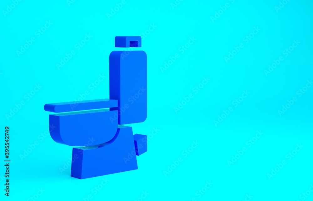 Blue Toilet bowl icon isolated on blue background. Minimalism concept. 3d illustration 3D render. Blue Toilet bowl icon isolated on blue background. Minimalism concept. 3d illustration 3D render.