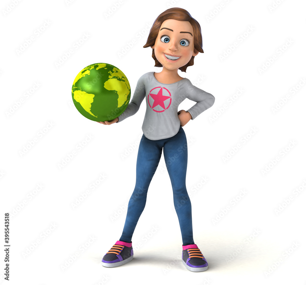 Fun 3D illustration of a cartoon teenage girl Fun 3D illustration of a cartoon teenage girl