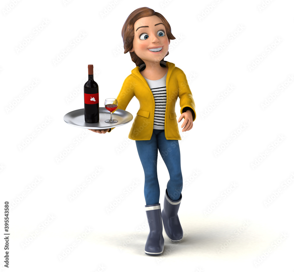 Fun 3D illustration of a cartoon teenage girl Fun 3D illustration of a cartoon teenage girl