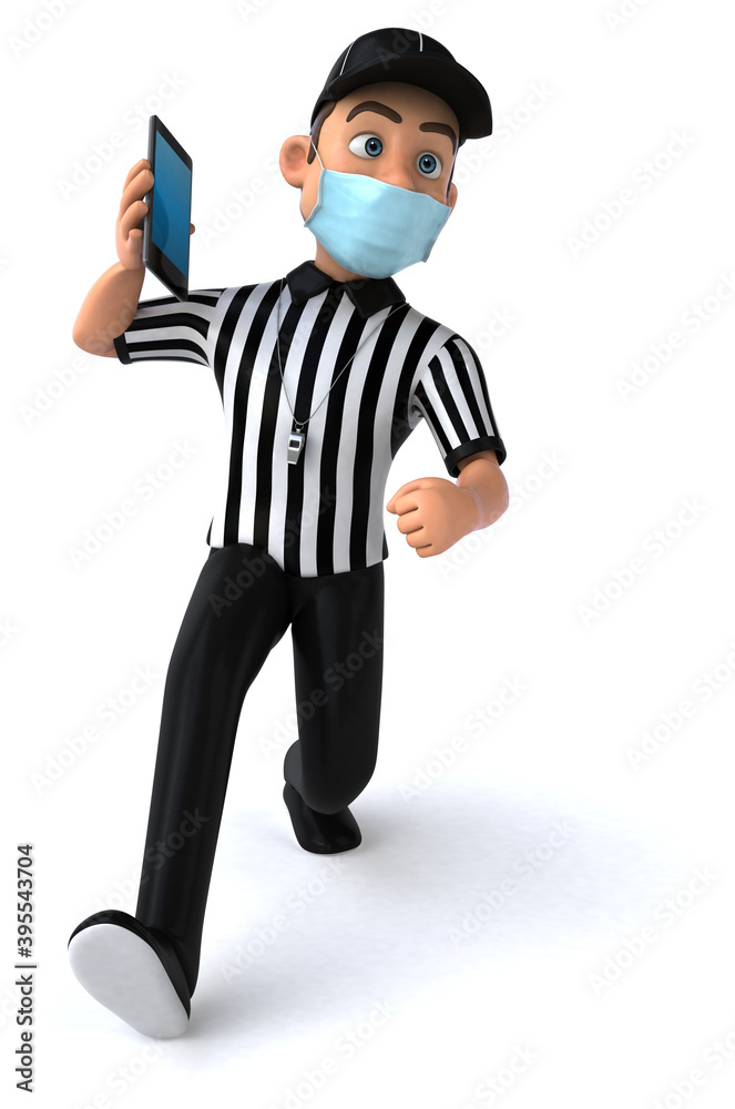 Fun 3D Illustration of an american Referee with a smartphone Fun 3D Illustration of an american Referee with a smartphone