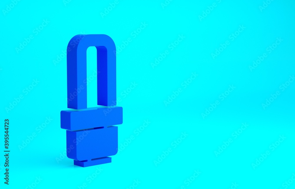 Blue LED light bulb icon isolated on blue background. Economical LED illuminated lightbulb. Save energy lamp. Minimalism concept. 3d illustration 3D render. Blue LED light bulb icon isolated on blue background. Economical LED illuminated lightbulb. Save energy lamp. Minimalism concept. 3d illustration 3D render.