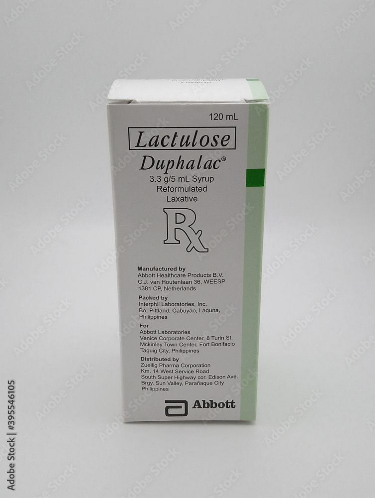 Lactulose Duphalac syrup laxative in Manila, Philippines Stock Photo