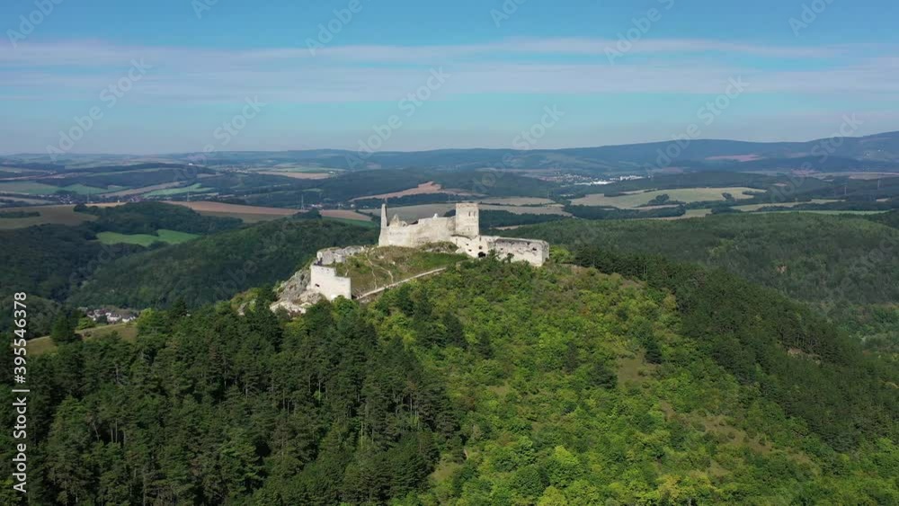 Aerial view of Cachtice Castle in the village of Cachtice in Slovakia Aerial view of Cachtice Castle in the village of Cachtice in Slovakia