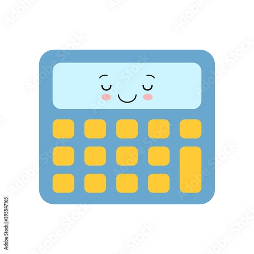 Cute calculator kawaii character isolated icon vector cartoon illustration design