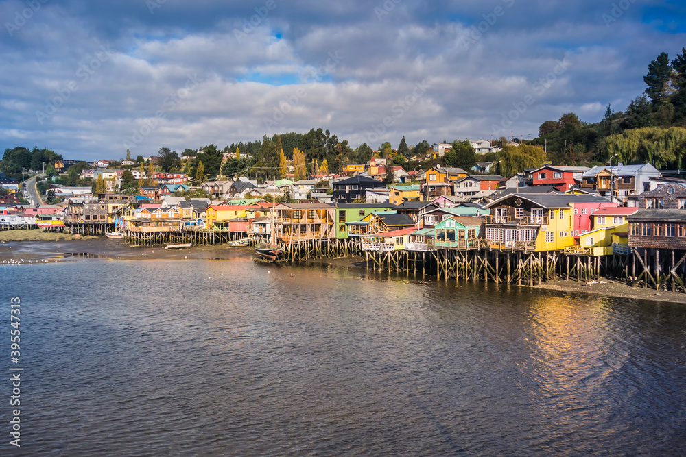 View of the city of Castro on the Island of Chiloe, Chile.
