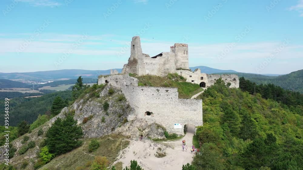 Aerial view of Cachtice Castle in the village of Cachtice in Slovakia Aerial view of Cachtice Castle in the village of Cachtice in Slovakia