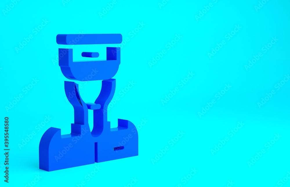 Blue Train conductor icon isolated on blue background. Minimalism concept. 3d illustration 3D render. Blue Train conductor icon isolated on blue background. Minimalism concept. 3d illustration 3D render.