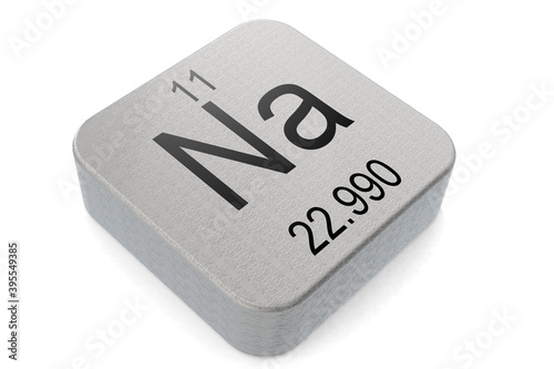 Sodium element symbol on metal block