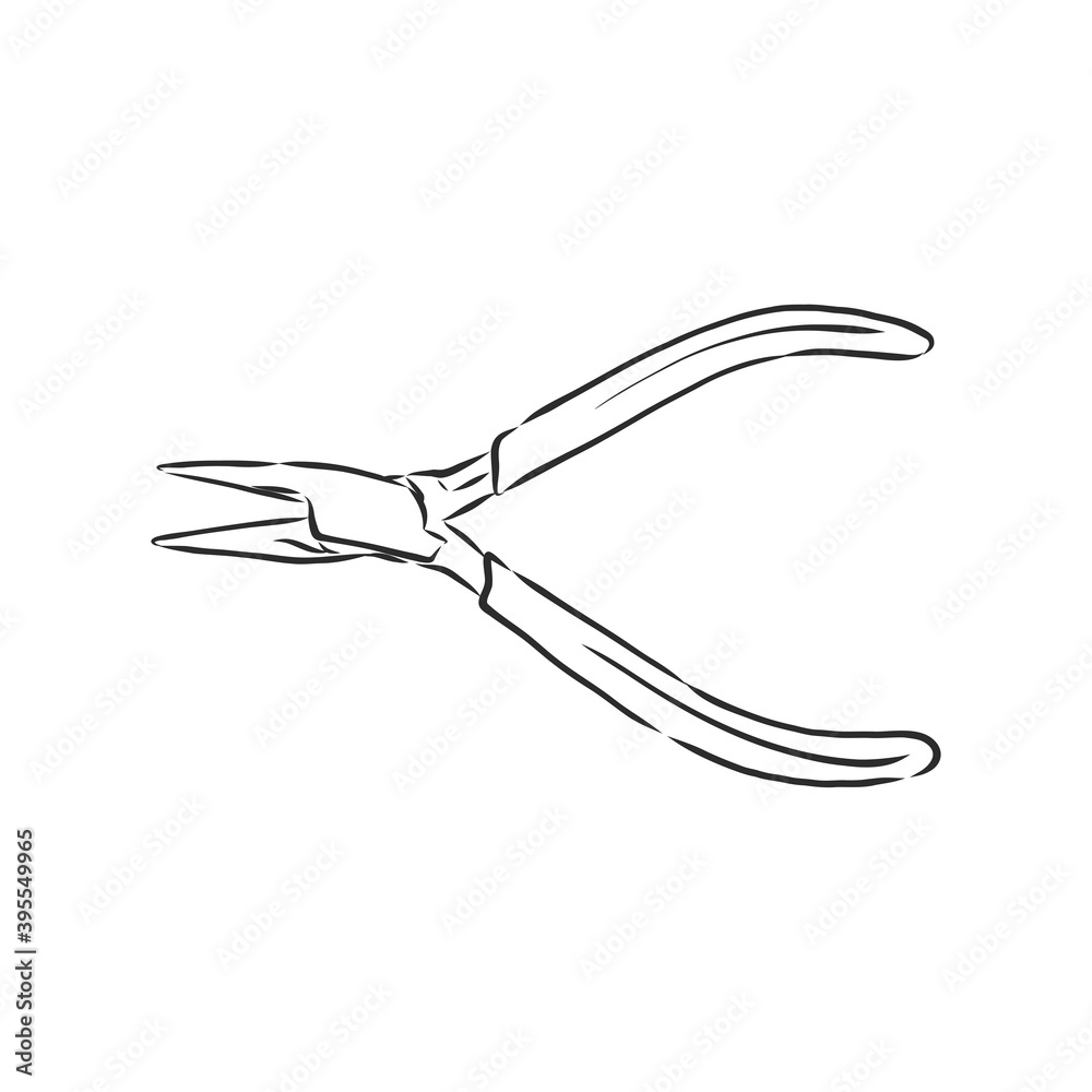 Pliers pincers hand tool isolated on white background. Vector illustration, pliers vector sketch illustration Pliers pincers hand tool isolated on white background. Vector illustration, pliers vector sketch illustration