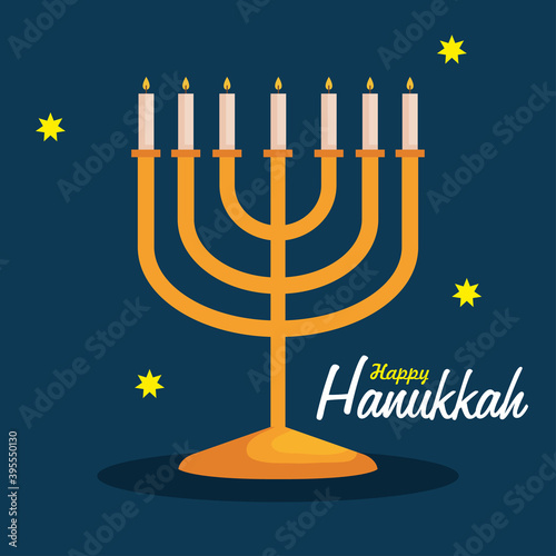 Happy hanukkah menorah design, holiday celebration judaism religion festival traditional and culture theme Vector illustration photo