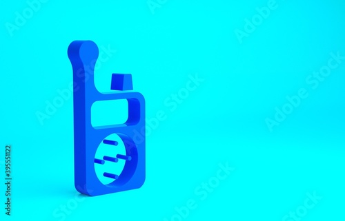 Blue Baby Monitor Walkie Talkie icon isolated on blue background. Minimalism concept. 3d illustration 3D render.