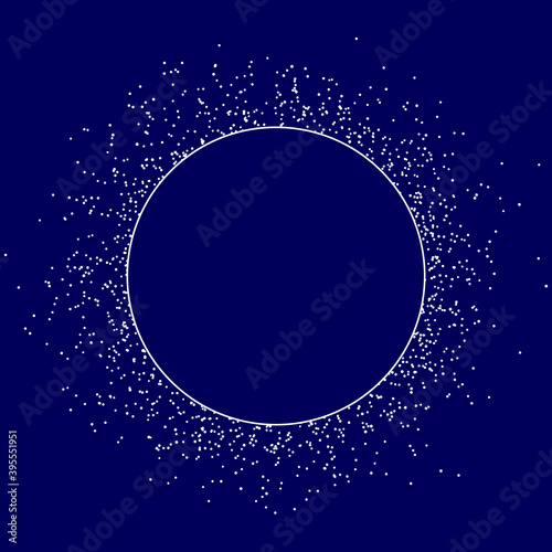 Network connection structure with place for text. Abstract background with moving dots. Technology wireframe sphere.