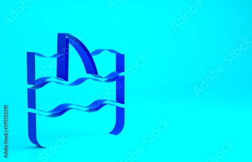 Blue Shark fin in ocean wave icon isolated on blue background. Minimalism concept. 3d illustration 3D render.